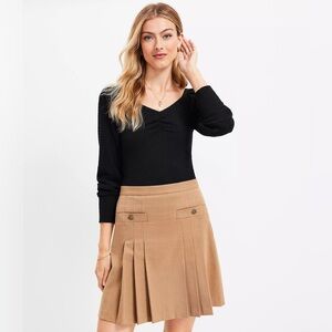 LOFT Pointelle Cinched Sweetheart Top - Black (NWT, Size L)